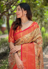 Womens Fashion Ethnic Dharmavaram Red Color Sarees-MLSHWSA1899RED